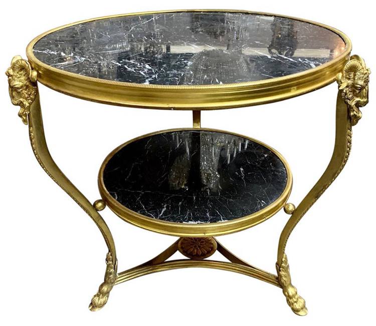 19th Century Gilt Bronze and Marble French Gueridon Table
