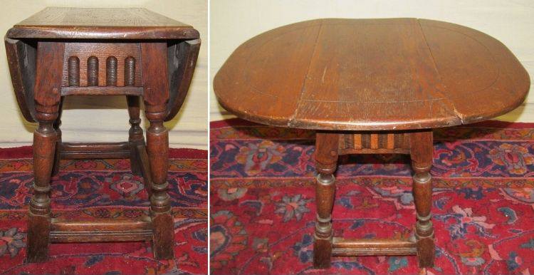 ANTIQUE KITTINGER WILLIAM & MARY STYLE OAK DROP LEAF BUTTERFLY TABLE