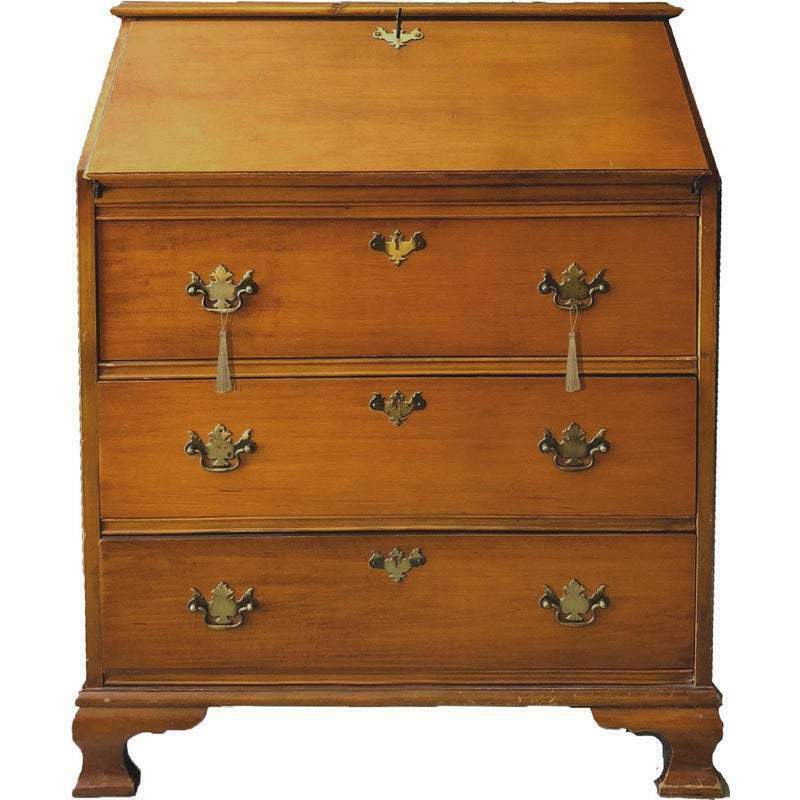 Rustic Chippendale Escritoire Slant Front Bureau Secretary Desk