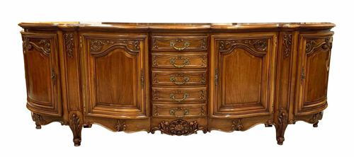 1900s Fine French Antique Louis XV Solid Walnut Sideboard or Buffet or Credenzas