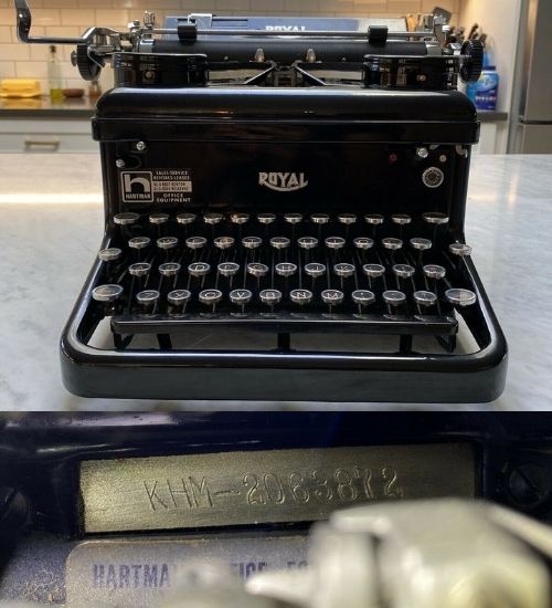 1937 ROYAL KHM TYPEWRITER STANDARD MANUAL SERIAL