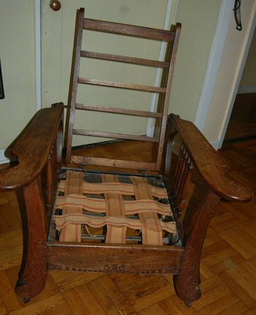 ANTIQUE VINTAGE EARLY 1900'S OAK MORRIS HINGED CHAIR