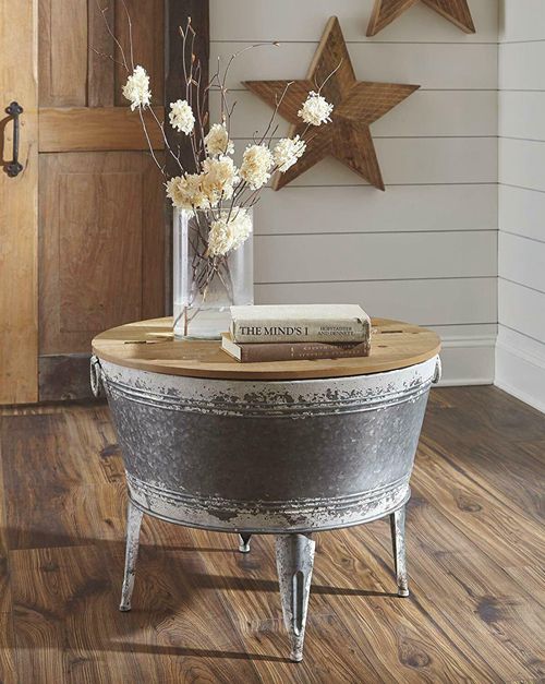Antique Farmhouse Coffee Cocktail Table Rustic Storage Trunk Accent Home Decor