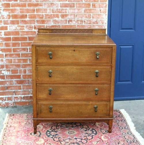 English Antique Oak Edwardian 4 Drawer Chest