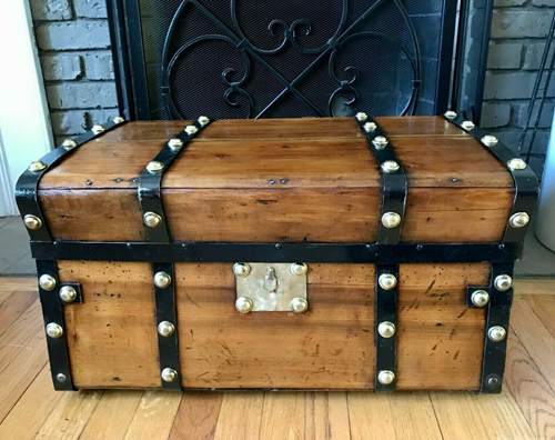 Jenny Lind Steamer Trunk Dome Top Trunk Barrel Top Antique Vintage Chest