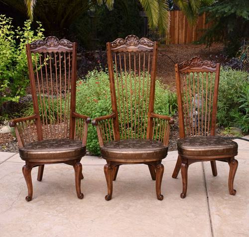 Set of 3 Raymond Enkeboll High Spindle Back Dining Chairs La Condesa 2 End Gd Cd