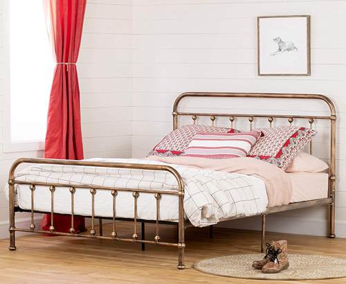 South Shore Prairie Metal Platform Bed-Queen, Bronze