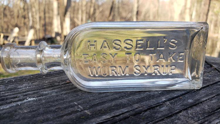 ANTIQUE Medicine Bottle Dr Hassells Easy to Take Worm Syrup