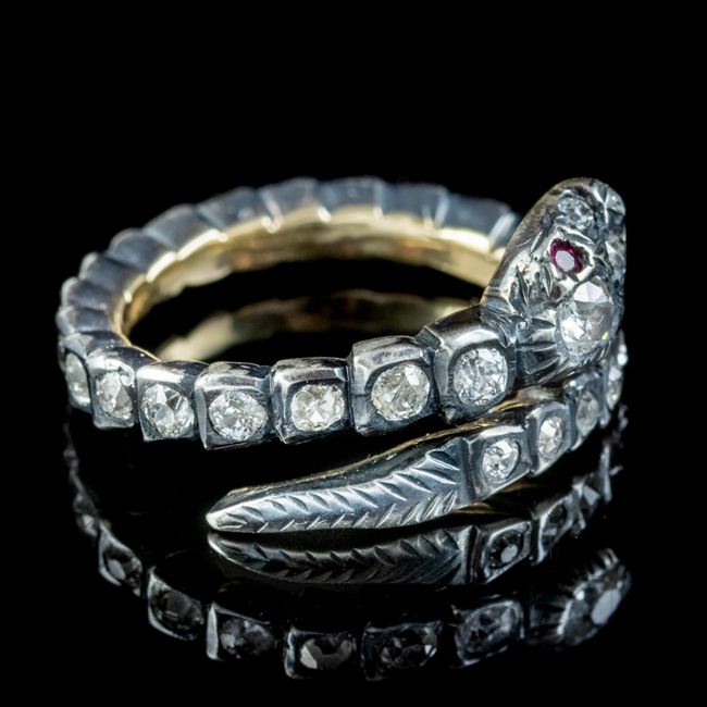 Georgian Style Diamond Snake Eternity Ring