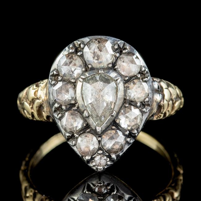 Georgian Style Rose Cut Diamond Cluster Ring