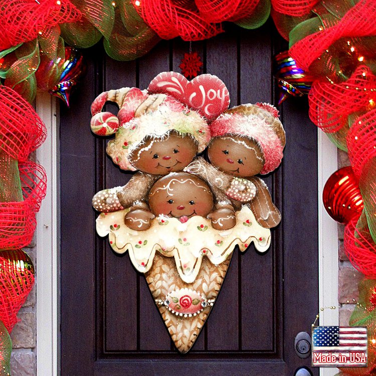 Gingerbread Wooden Door Hanger