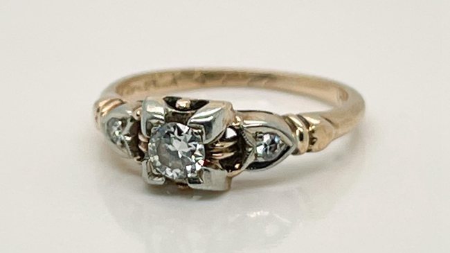 Gold & Diamond Retro Engagement Ring