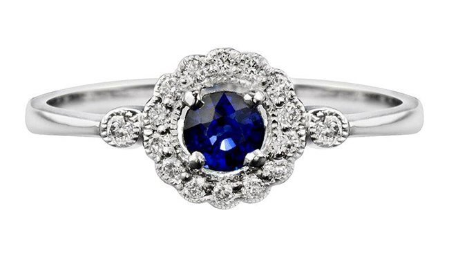 Natural Blue Sapphire Diamond Cocktail Ring