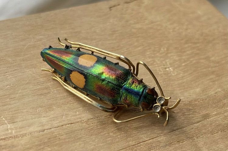 Antique Victorian Gold Gilt Scarab Beetle Brooch