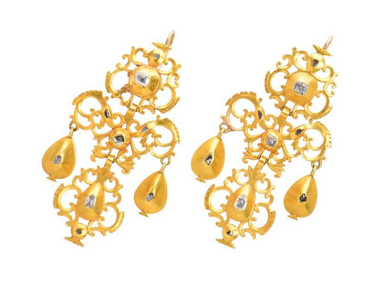 Georgian Early Spanish Diamond & Gold Earrings