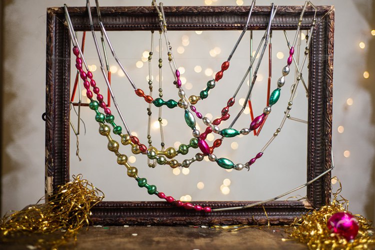 Vintage colorful Christmas bead garlands