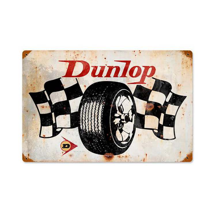 41. Dunlop Tires Racing Flags Steel Sign