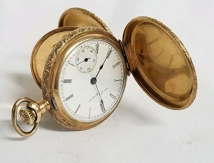 14kt Gold Elgin Natl 918129 Warranted 14k U.S. Assay Pocket Watch Hunter Case SN