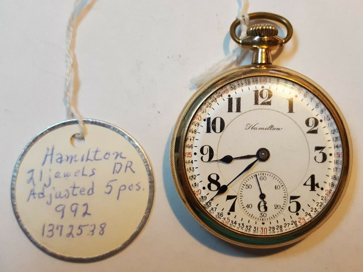 1919 Hamilton 992 Railroad Pocket Watch, 21 Jewels, 16 Size