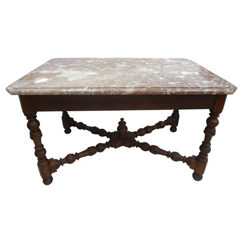 19th Century French Louis XIV Style Walnut Center Table