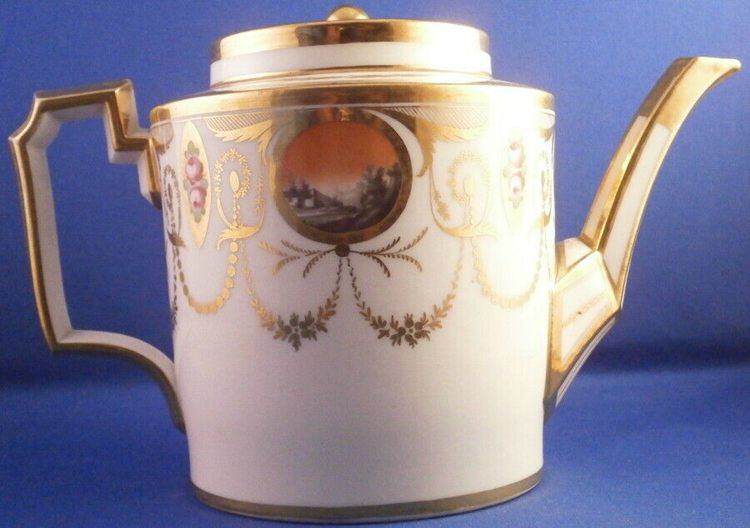 Antique 18tC Paris Porcelain Scenic Teapot Porzellan Kanne French Tea Pot France