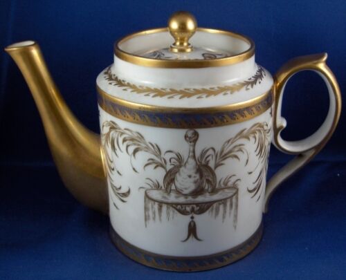 Antique 18thC Niderviller Porcelain Duck Scene Scenic Tea Pot Porcelaine French