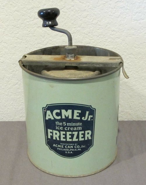 Antique Acme Jr. 5 Minute Ice Cream Freezer Maker Metal Can