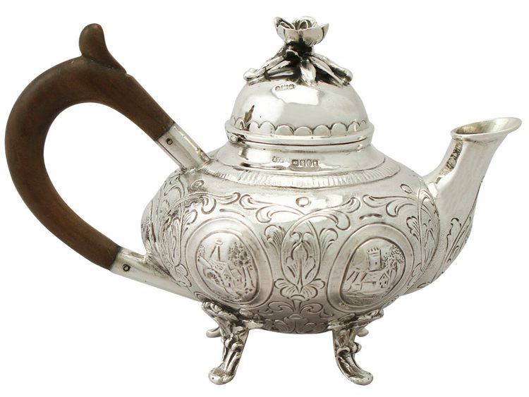 Antique Edwardian Dutch Sterling Silver Bachelor Teapot