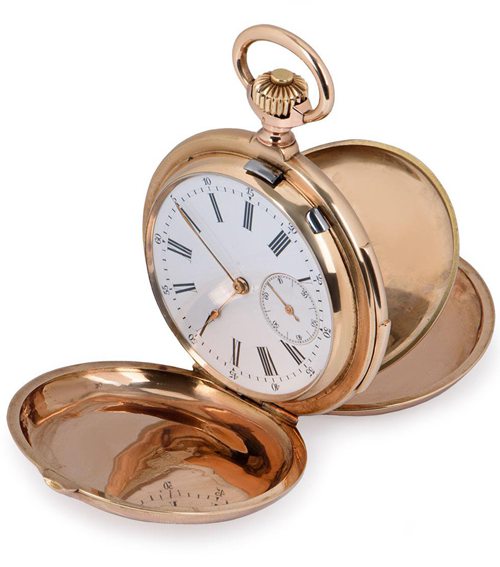 Antique Montandon Full Hunter Minute Repeater Pocket Watch Rose Gold