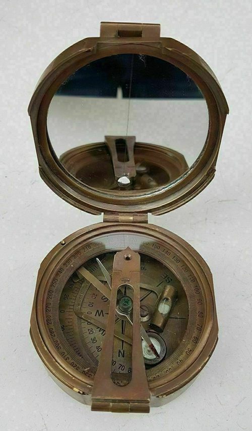 Antique Stanley London Compass Nautical Brass Brunton Compass