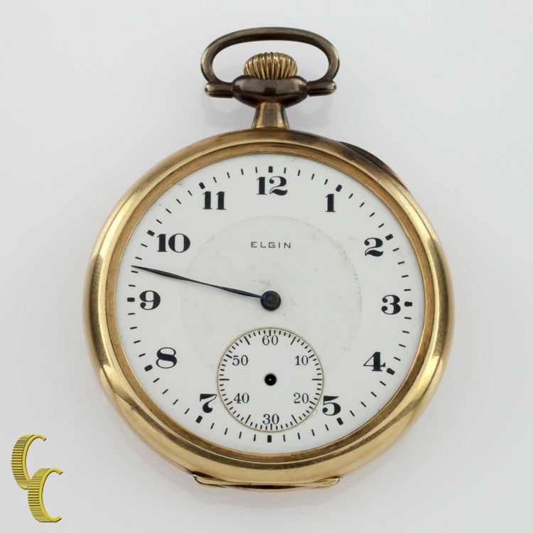 Elgin 14K Yellow Gold Open Frame Pocket Watch