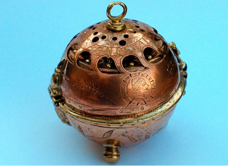 Fire-gilded pomander watch from 1505 probably made by Henlein