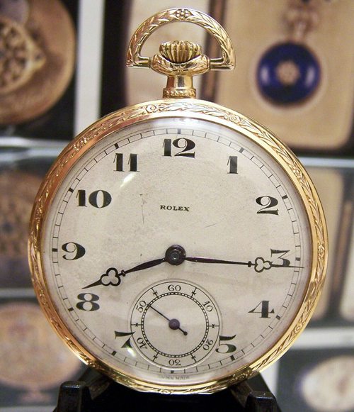 GENUINE ROLEX ANTIQUE VINTAGE SOLID GOLD ART DECO 1927-8 POCKET WATCH WORKING