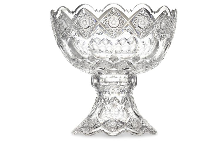 KINGS PATTERN CUT GLASS PUNCH BOWL BY HAWKES