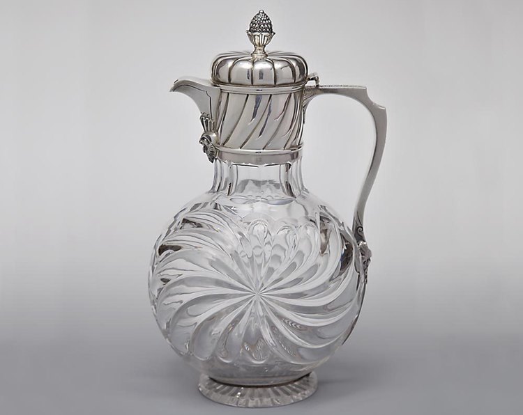 SOLD - An Antique English Silver-Mounted Glass Claret Jug