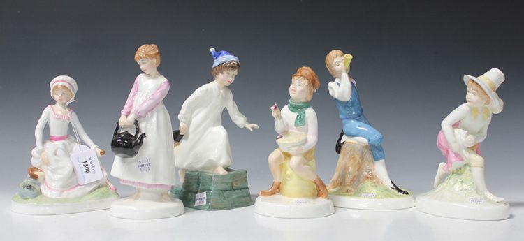 Six Royal Doulton bone china Nursery Rhymes Collection figures