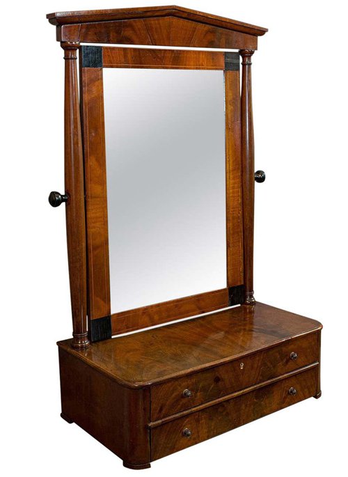 Toilet Mirror, English, Walnut, Vanity, Empire Style, Victorian, circa 1880