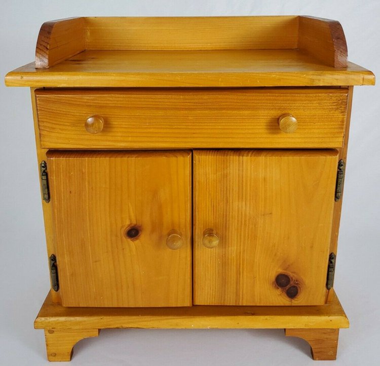 Vintage Dry Sink Style Nightstand End Table Cabinet Rustic Farmhouse Country