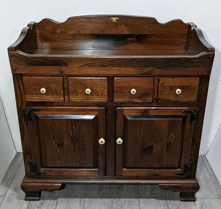 Vintage ETHAN ALLEN Antique Pine Wood Old Tavern 38" Dry Sink Bar Cabinet
