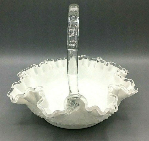 Vintage Fenton Milk Glass Basket
