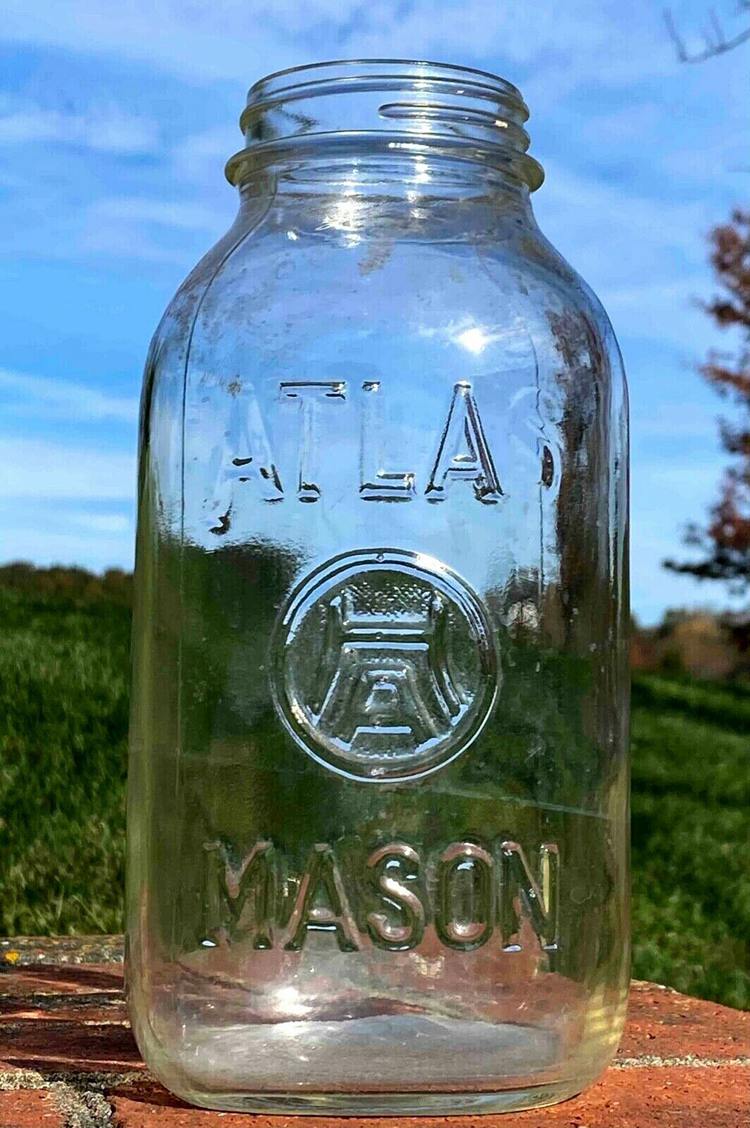 Vintage Hazel Atlas Mason Jar Square Clear Glass Standard Rim Half Gallon