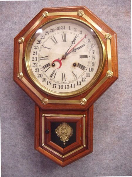 Waterbury 10 Yeddo Drop Octagon Wall Clock. Circa 1890-1900