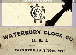 ANTIQUE CLOCK  WATERBURY LABEL parts ADD A NAME 