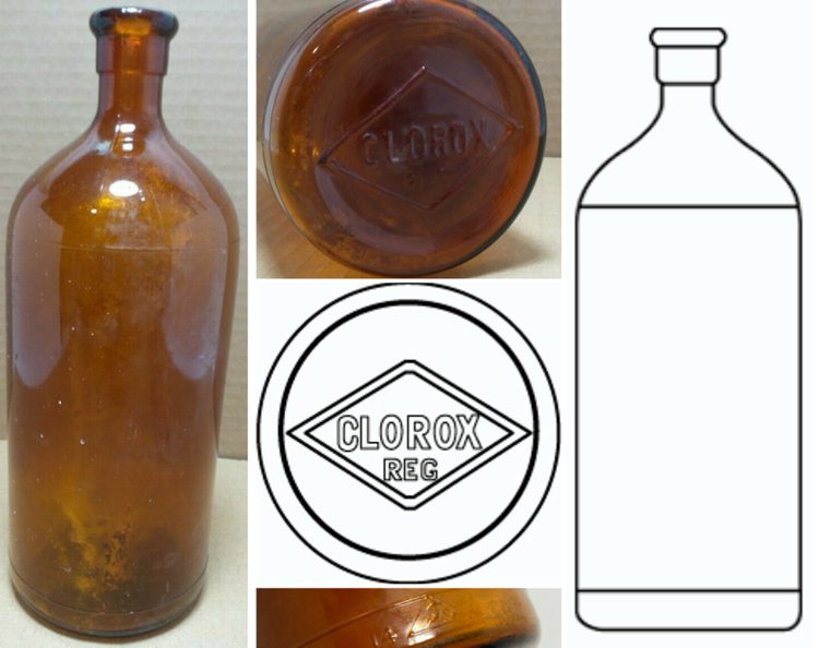 Cork Top Glass Brown Bottle 1929-1930 Clorox diamond trademark