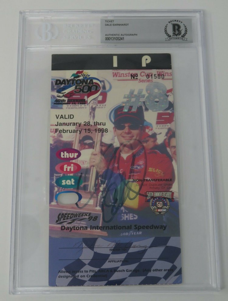 Dale Earnhardt Sr Signed Autograph Auto Daytona Win Ticket Pass JSA BAS