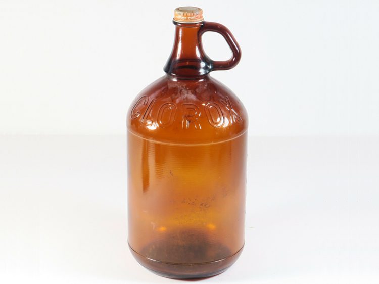 Vintage Amber Brown Glass Clorox Bottle Embossed