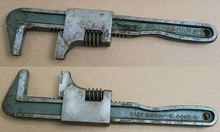 Vintage Metal Handled Adjustable Monkey Wrench Lot of 3 Pipe Wrenches Antique