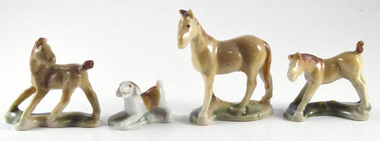 WADE HORSES, WHIMSIE SET 5 RARE, 1956 COMPLETE SET OF 4 WITH BOX