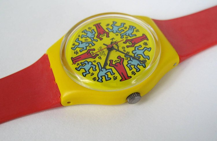 1985 Keith Haring Swatch Watch Modele Avec Personnages GZ100