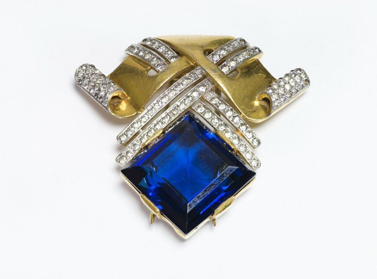 Alfred Philippe Blue Crystal Clip Brooch